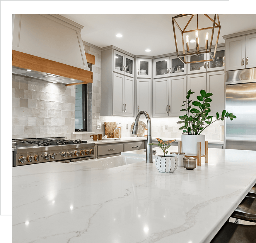 Sleek kitchen design featuring island