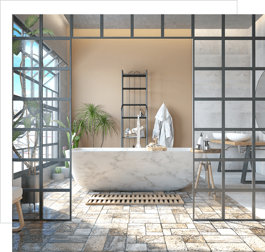 Elegant bathroom featuring indoor plants