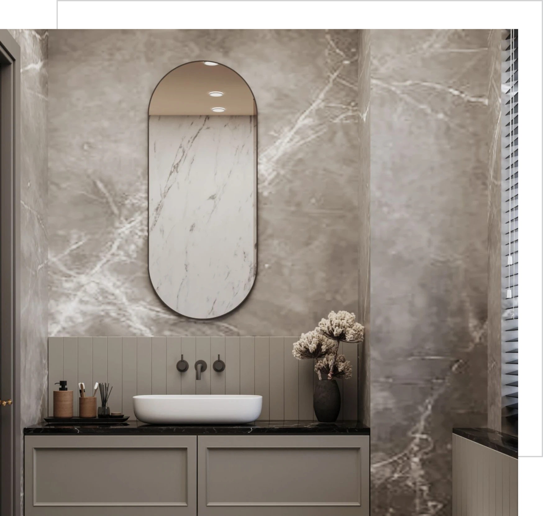 Elegant bathroom vanity with marble accents